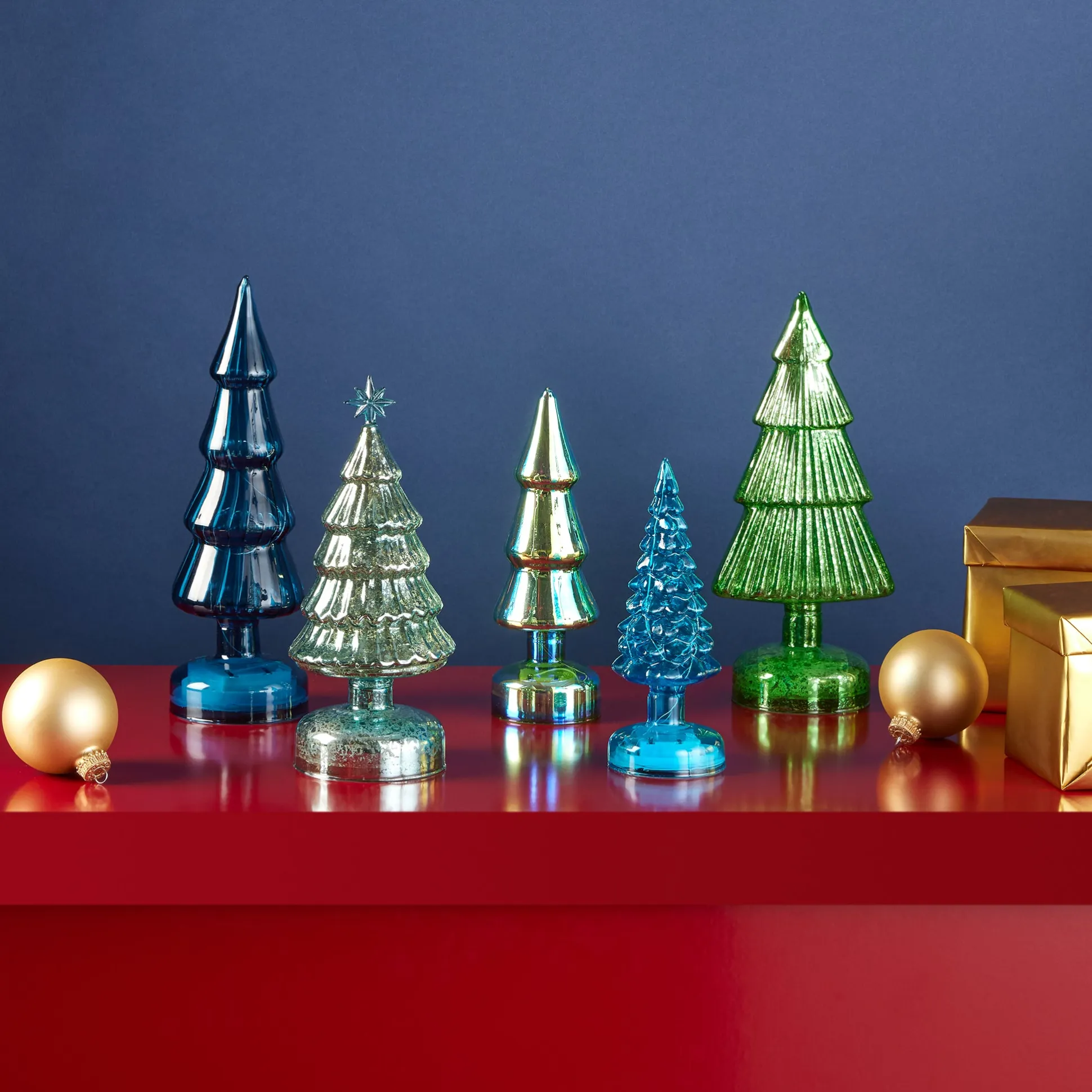 MoMA Colorful LED Lighted Trees - Set of 5 - Small