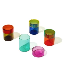 Multicolor Glass Jars - Set of 4