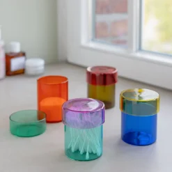 Multicolor Glass Jars - Set of 4