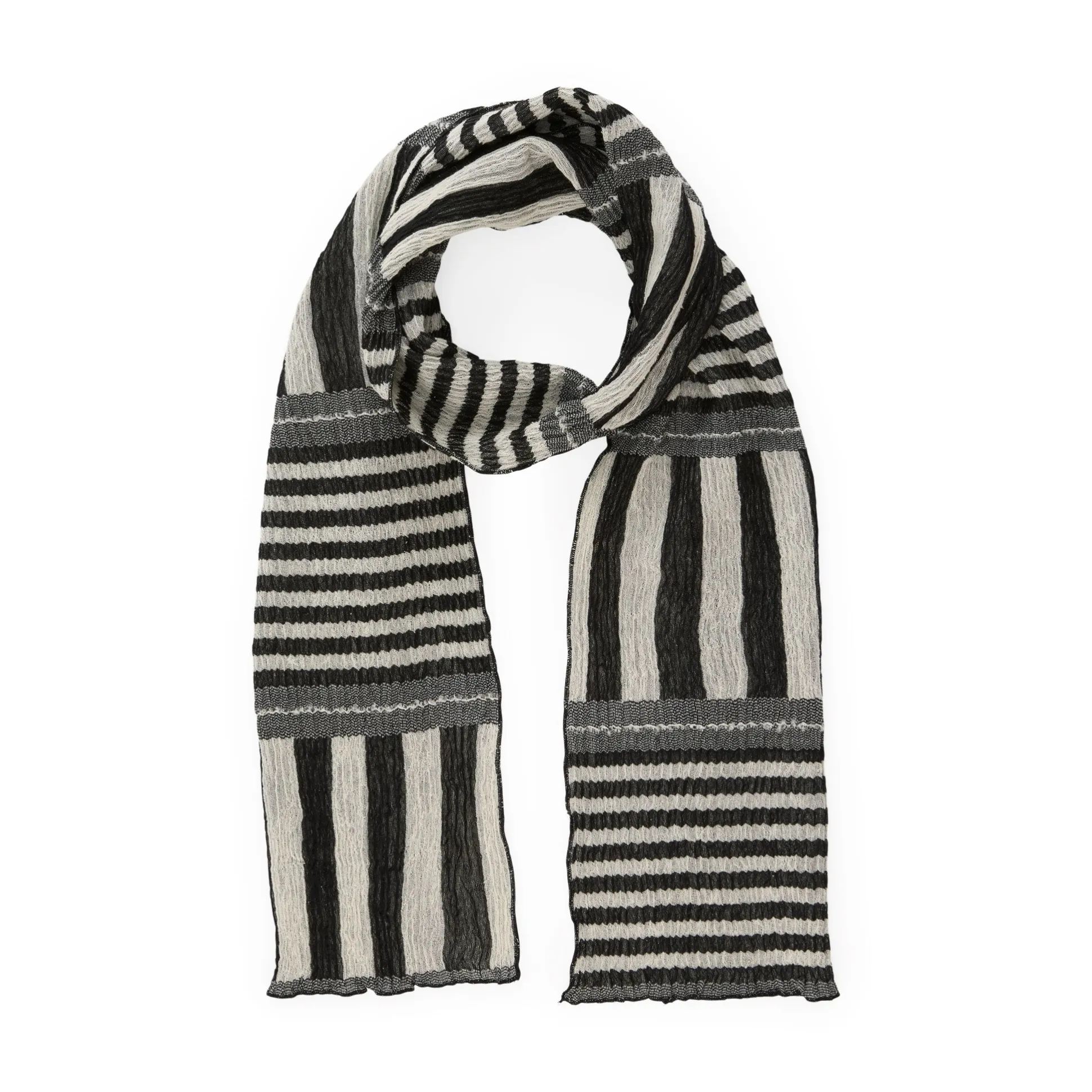 Nuno Stripey Stripe Wool-Cotton Scarf