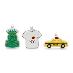 NYC Gingerbread Glass Ornaments - Set of 3