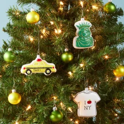 NYC Gingerbread Glass Ornaments - Set of 3