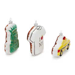 NYC Gingerbread Glass Ornaments - Set of 3