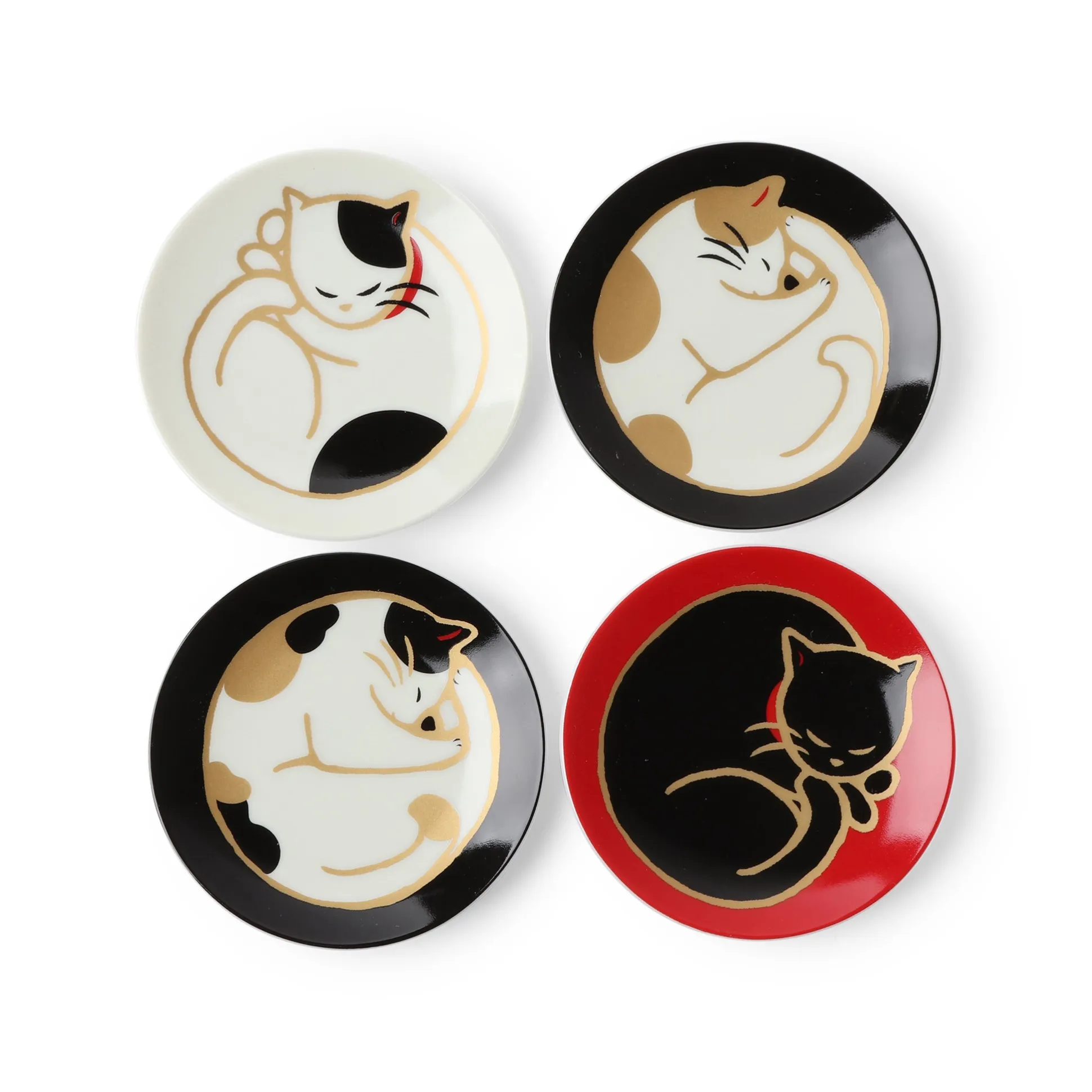 Porcelain Cat Plate - Set of 4