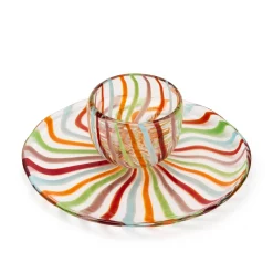 Reversible Cake Stand/Chip & Dip Glass Platter