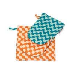 Reversible Pattern Oven Mitt & Potholder - Set of 2