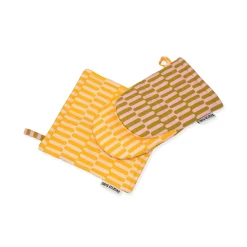 Reversible Pattern Oven Mitt & Potholder - Set of 2