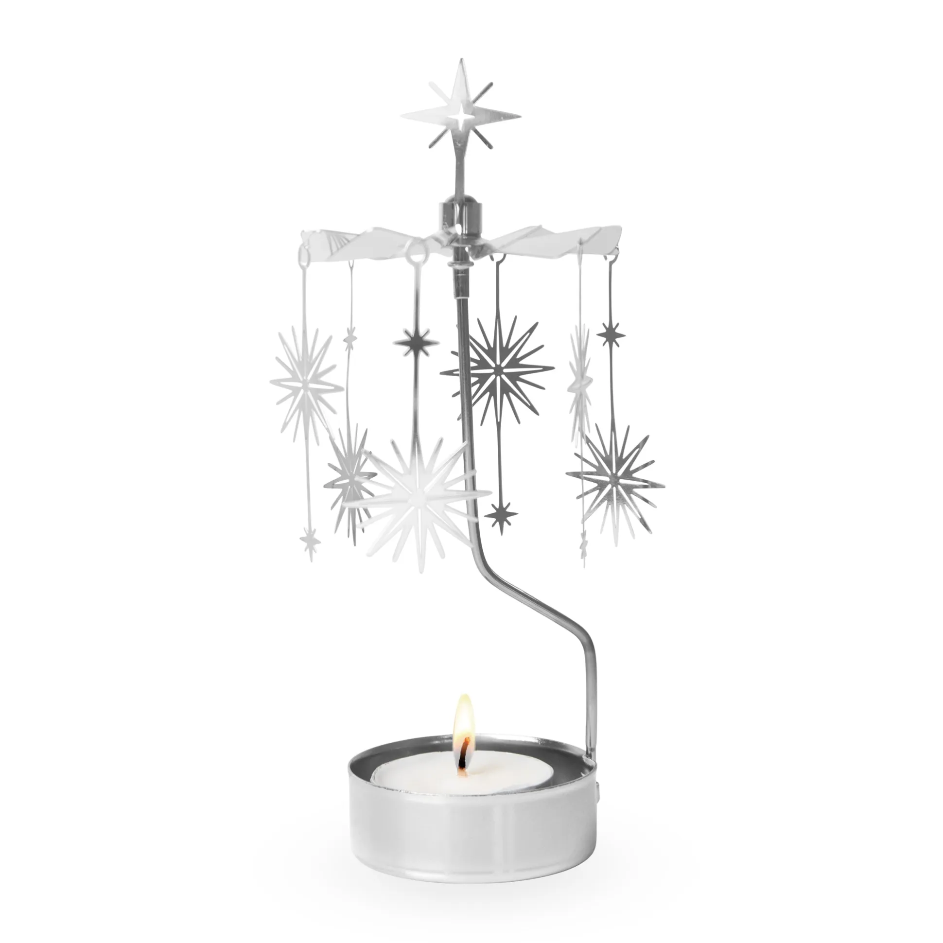 Silver Supernova Rotary Tea Light Candle Holder