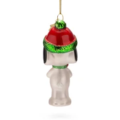 Snoopy Glass Holiday Ornament - Snoopy with Present