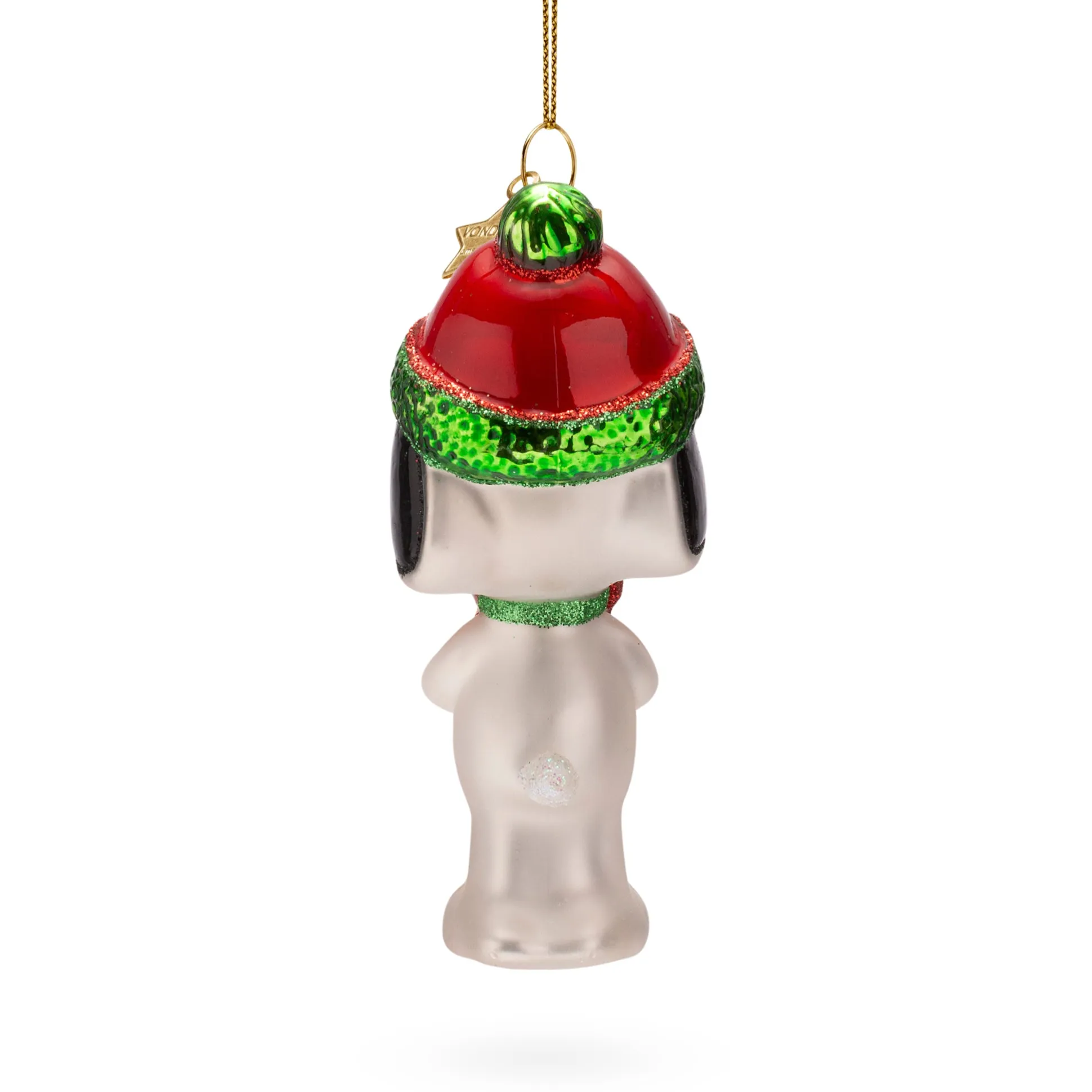 Snoopy Glass Holiday Ornament - Snoopy with Present