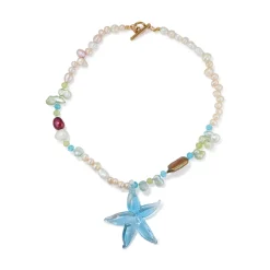 Suplais Pearl And Recycled Glass Flower Necklace