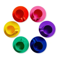 Vignelli Hellerware Max Stacking Cups & Saucers - Set of 6