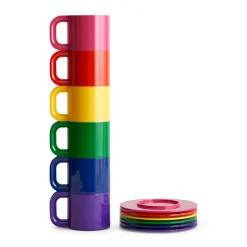 Vignelli Hellerware Max Stacking Cups & Saucers - Set of 6