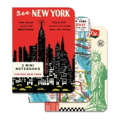Vintage New York City Map Mini Notebooks - Set of 3