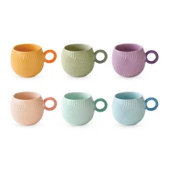 Waves Porcelain Espresso Cups - Set of 6