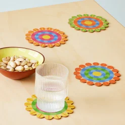Yinka Ilori Radiant Blooms Recycled Leather Coasters - Set of 4